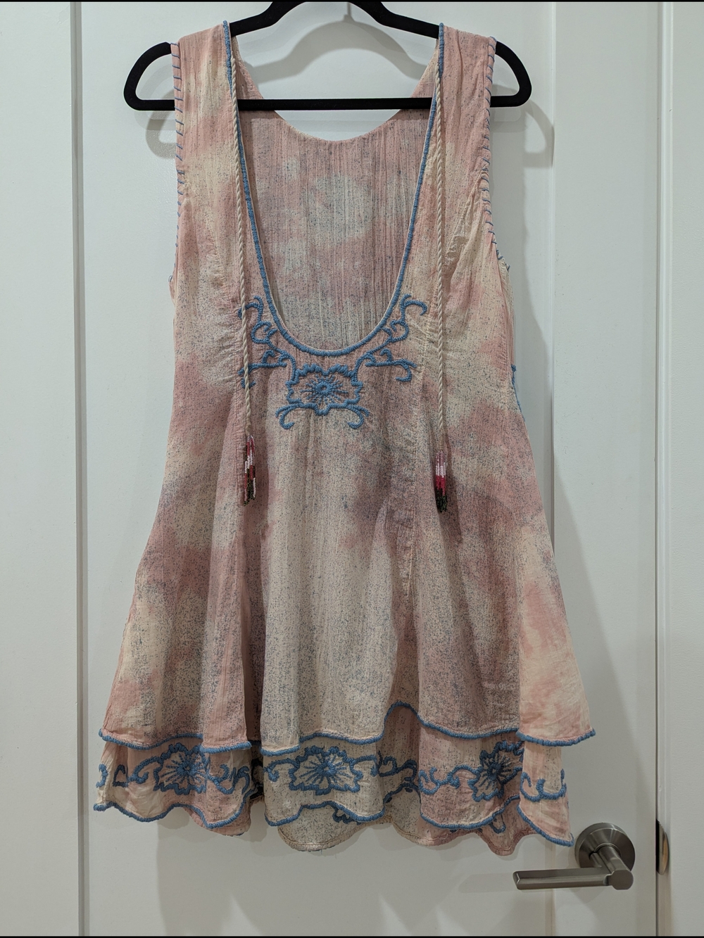 Free People Blue Embroidered Pink Layered Dress - Picture 4 of 7
